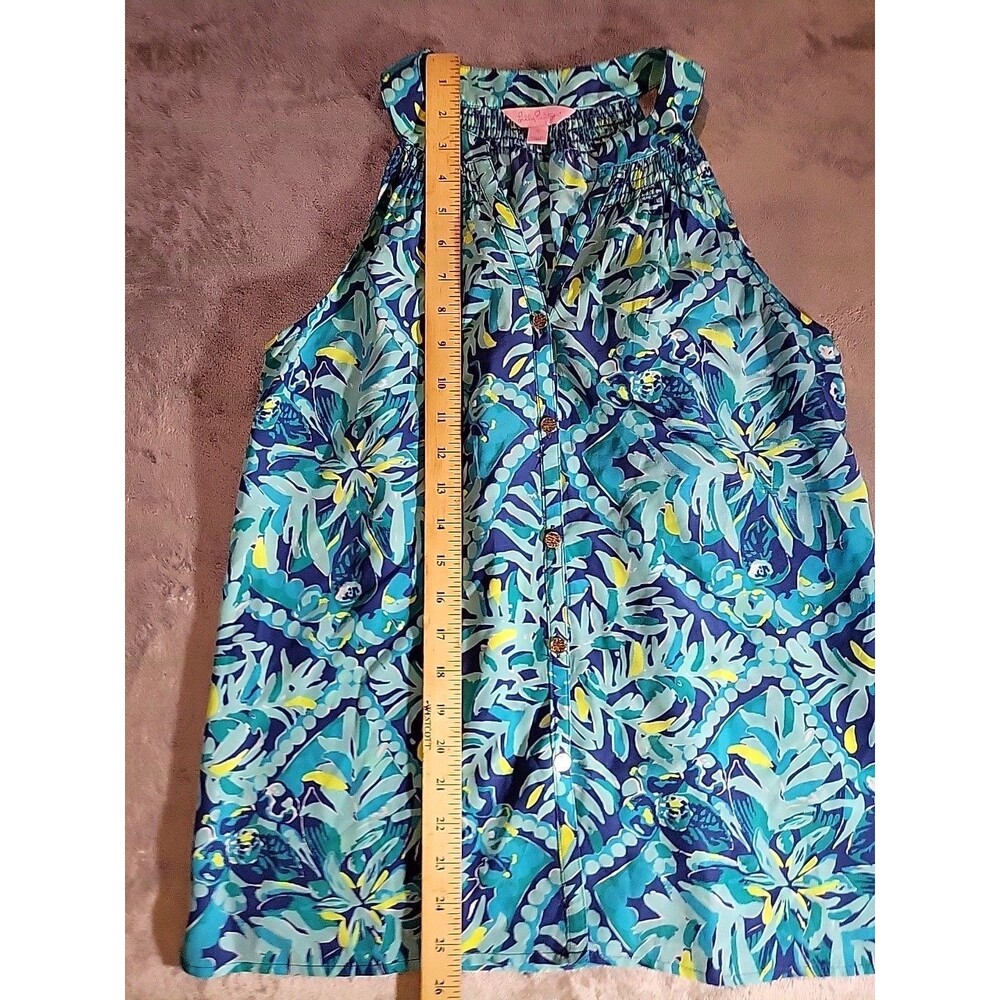 EUC Lilly Pulitzer Silk Blouse Womens Small Muticolor Button Up - Picture 2 of 9